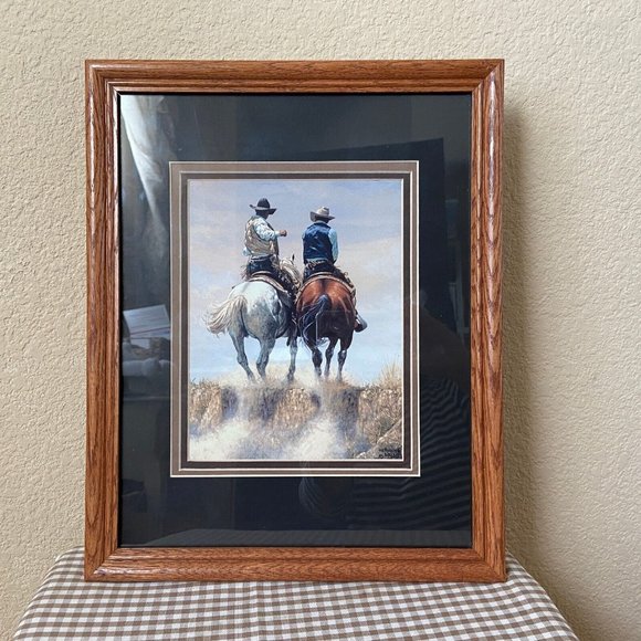 Kenneth Wyatt Galleries Print Framed Room At The Top Cowboy Western Man Cave